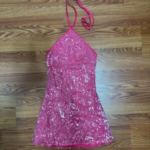 Princess Polly Pink Sequin Halter Dress